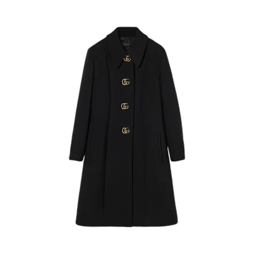 Wool Natté Coat With Double G Button
