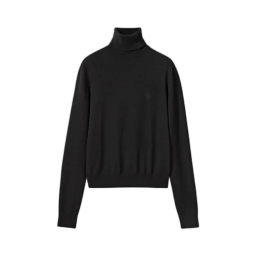 Knit Wool Turtleneck With Embroidery