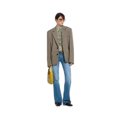 Flared Stretch Cotton Denim Trousers