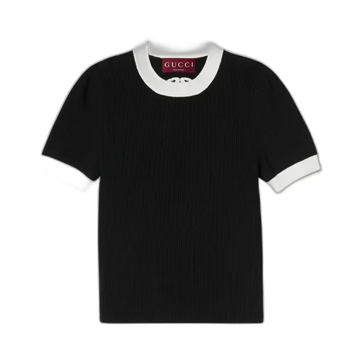 Ribbed T-Shirt With Intarsia