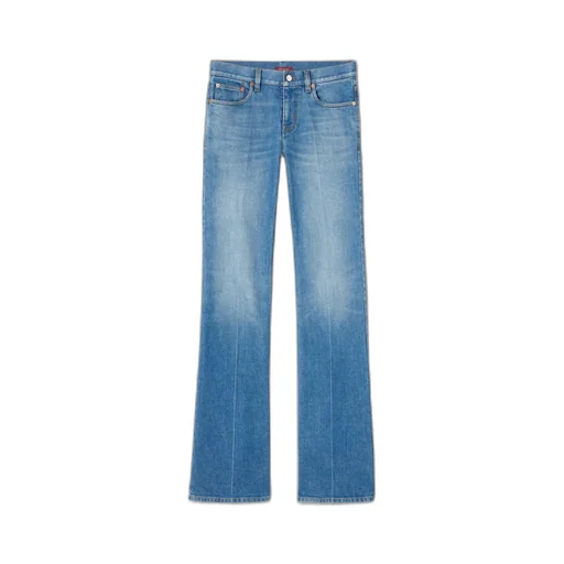 Flared Stretch Cotton Denim Trousers