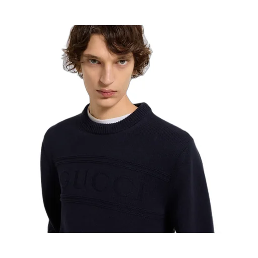 Knit Cotton Wool Jumper With Intarsia