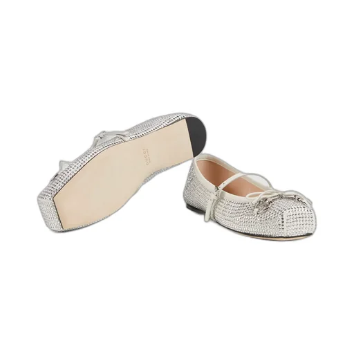 Crystal Gucci Horsebit Ballet Flat