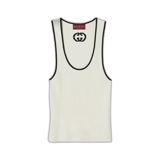 Ribbed Tank Top With Intarsia