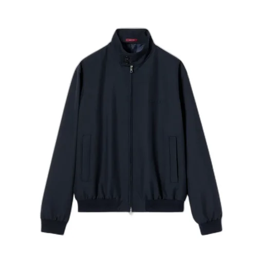 Wool Twill Zip Jacket With Logo Detail