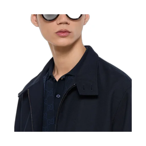 Wool Twill Zip Jacket With Logo Detail