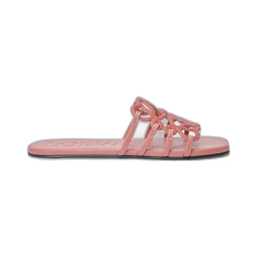 Petal Anagram Slide In Rhinestone-Embellished Suede