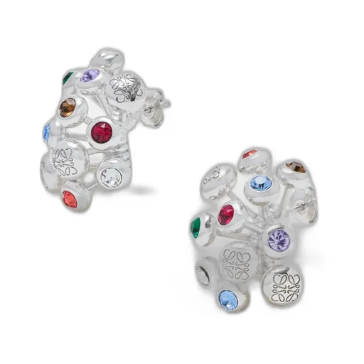 Push Pin Earrings In Sterling Silver And Crystals