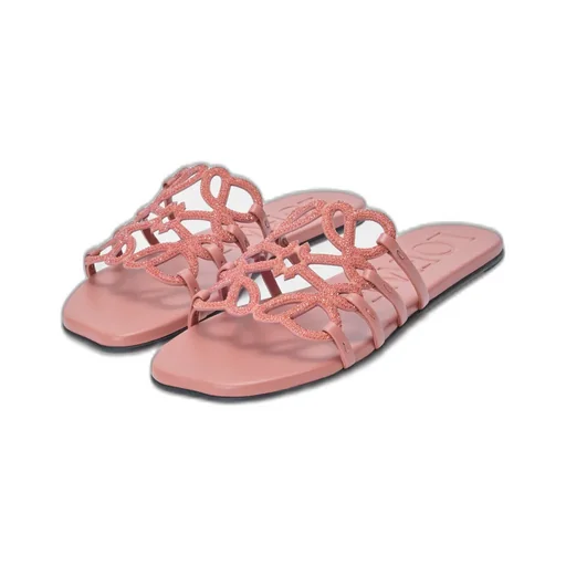 Petal Anagram Slide In Rhinestone-Embellished Suede