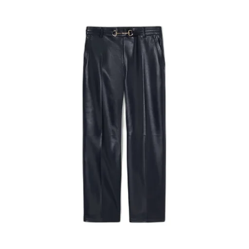 Shiny Leather Trousers With Horsebit