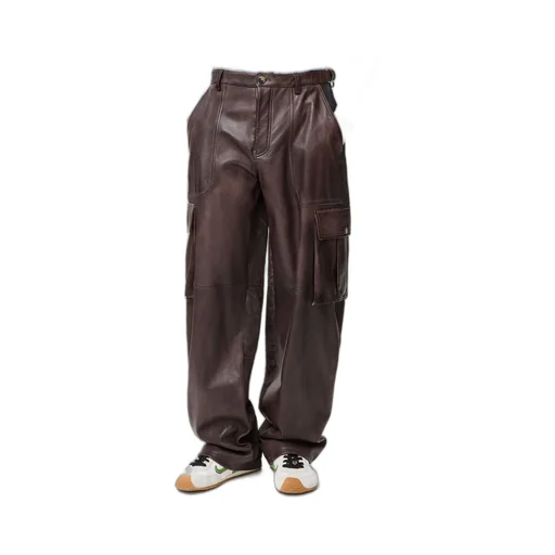 Cargo Trousers In Nappa Lambskin And Cotton