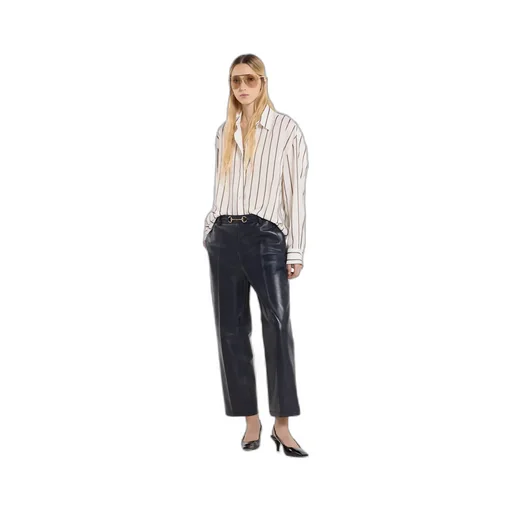 Shiny Leather Trousers With Horsebit
