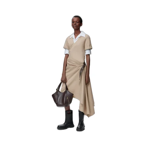 Belted Dress In Cotton And Silk