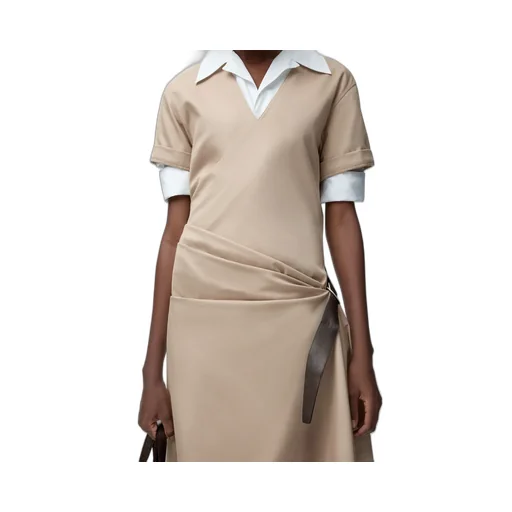 Belted Dress In Cotton And Silk