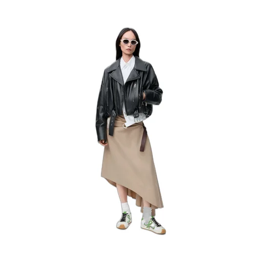 Belted Skirt In Cotton And Silk