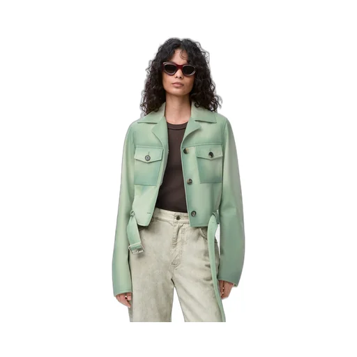 Cropped Jacket In Suede Lambskin