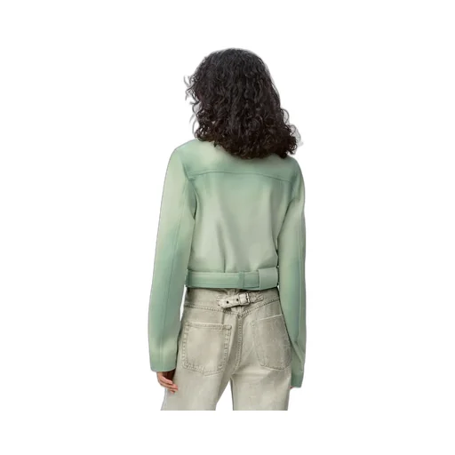 Cropped Jacket In Suede Lambskin