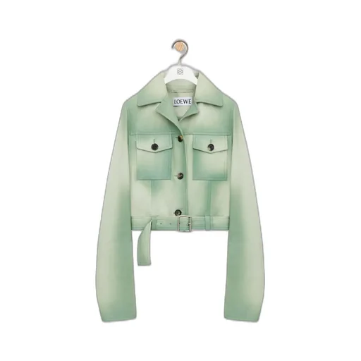 Cropped Jacket In Suede Lambskin