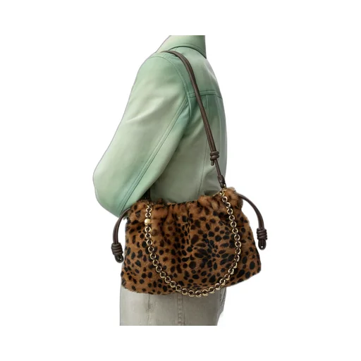 Medium Flamenco Purse In Printed Shearling
