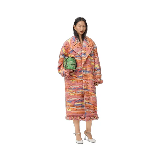Coat In Wool Blend Jacquard