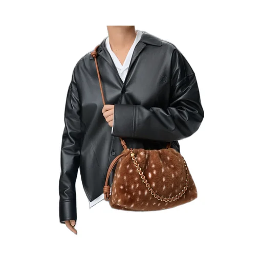 Medium Flamenco Purse In Printed Shearling