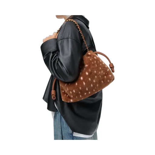 Medium Flamenco Purse In Printed Shearling
