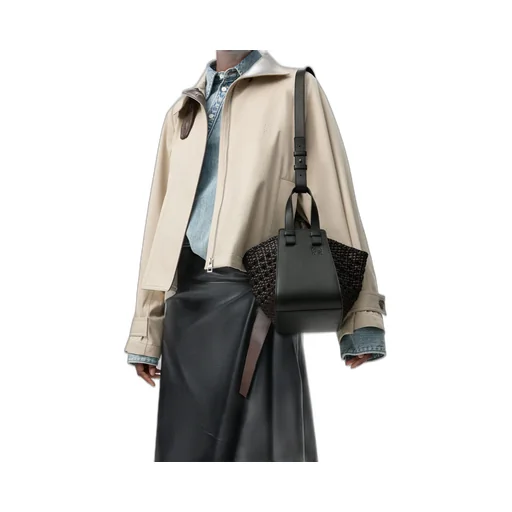 Compact Hammock Bag In Smooth Calfskin And Woven Nappa Calfskin