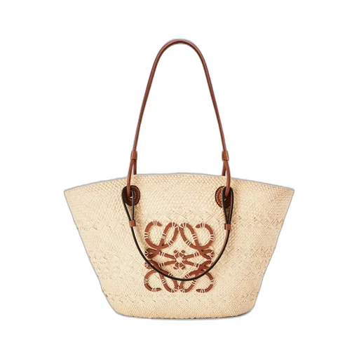 Medium Anagram Basket Bag In Iraca Palm And Calfskin
