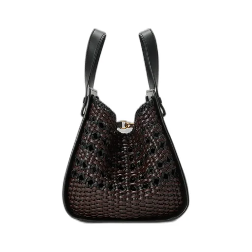 Compact Hammock Bag In Smooth Calfskin And Woven Nappa Calfskin
