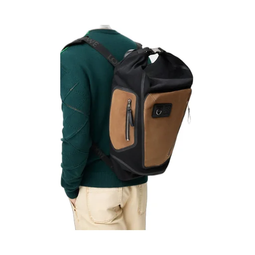Flex Roll-Top Backpack In Canvas And Suede