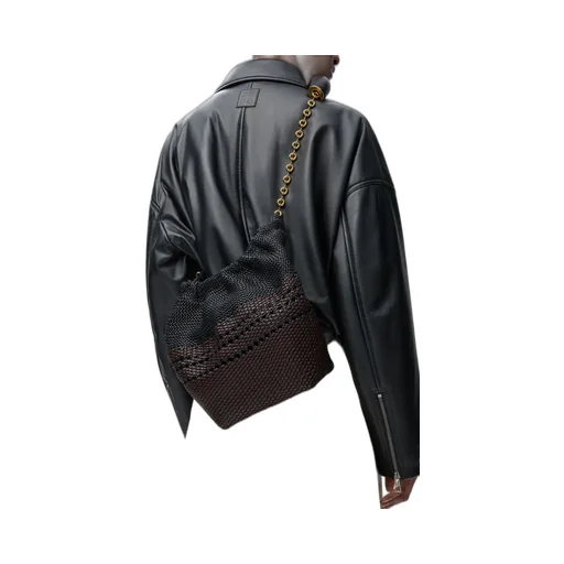 Small Squeeze Bag In Woven Nappa Calfskin