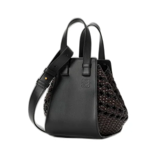 Compact Hammock Bag In Smooth Calfskin And Woven Nappa Calfskin