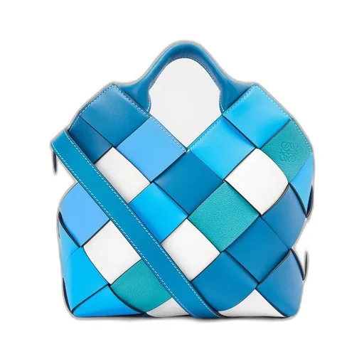 Small Surplus Leather Woven Basket Bag In Calfskin