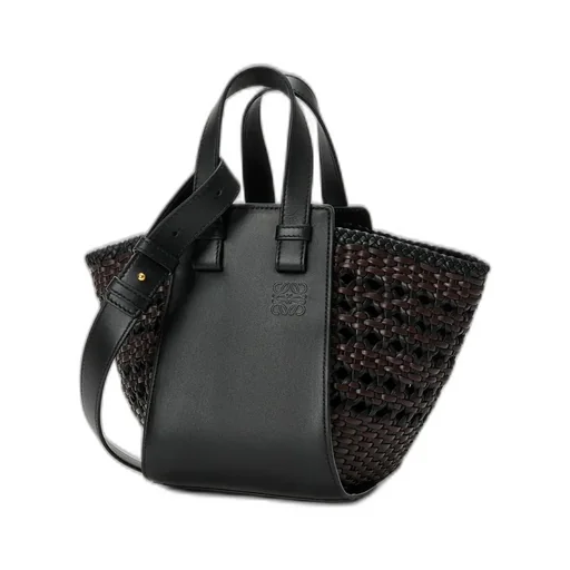 Compact Hammock Bag In Smooth Calfskin And Woven Nappa Calfskin