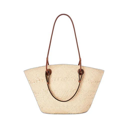Medium Anagram Basket Bag In Iraca Palm And Calfskin