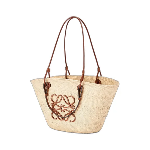 Medium Anagram Basket Bag In Iraca Palm And Calfskin