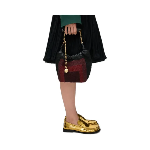 Mini Squeeze Bag In Beaded Leather