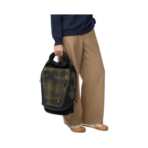Flex Roll-Top Backpack In Canvas And Brushed Suede