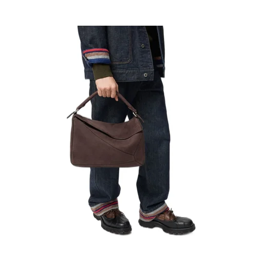 Large Puzzle Bag In Grained Nubuck