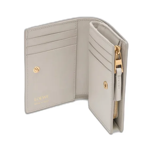 Duet Compact Wallet In Smooth And Grained Calfskin