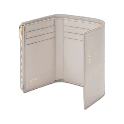 Small Vertical Wallet In Smooth And Grained Calfskin