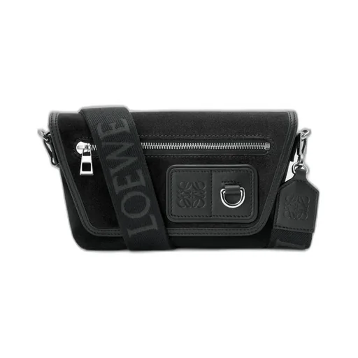 Mini Flex Messenger In Canvas And Suede