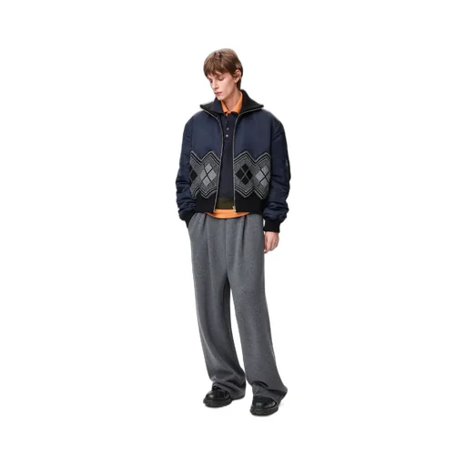 Bomber Jacket In Nylon And Wool Blend