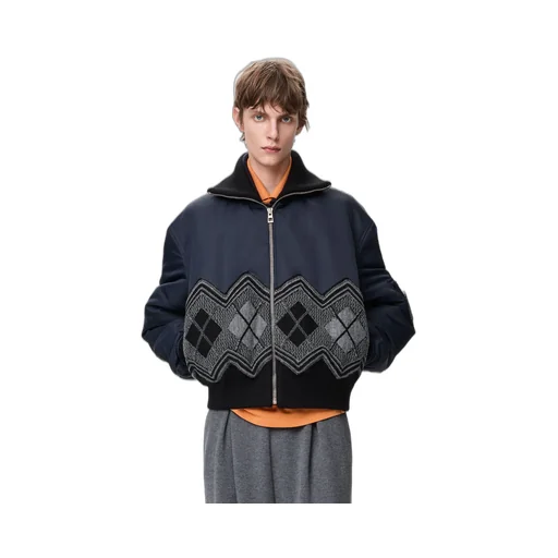 Bomber Jacket In Nylon And Wool Blend