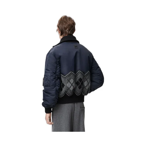 Bomber Jacket In Nylon And Wool Blend