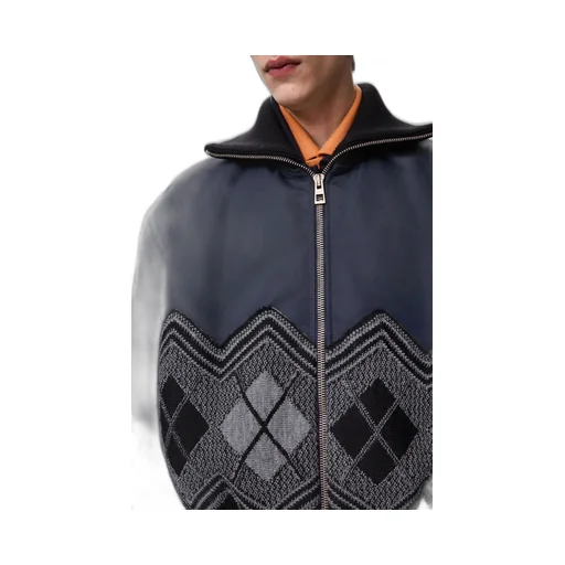 Bomber Jacket In Nylon And Wool Blend