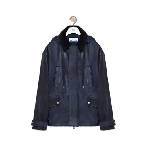 Short Parka In Nappa Lambskin And Cotton