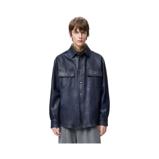 Overshirt In Nappa Lambskin And Cotton