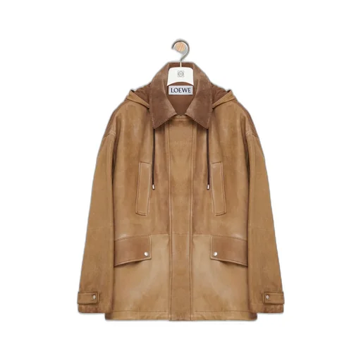 Short Parka In Nappa Lambskin And Cotton