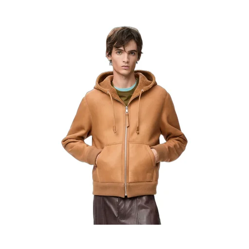 Hooded Jacket In Shearling